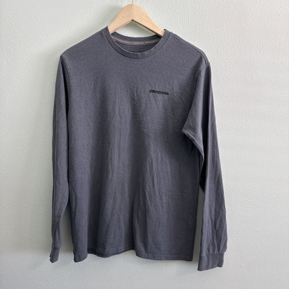 Patagonia‎ Responsibili S Small Long Sleeve P-6 Logo T-Shirt Tee Mens Blue